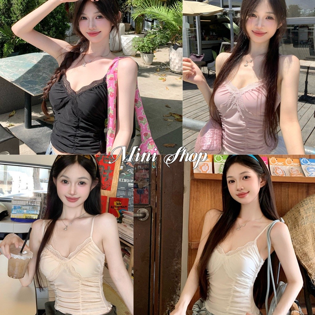 Mini shop🌸พร้อมส่ง🌸(FY8704) เสื้อสายเดี่ยว มีฟองน้ำ สีน่ารักใส่ง่ายเซ็กซี่เบาๆ สไตล์ลำลอง