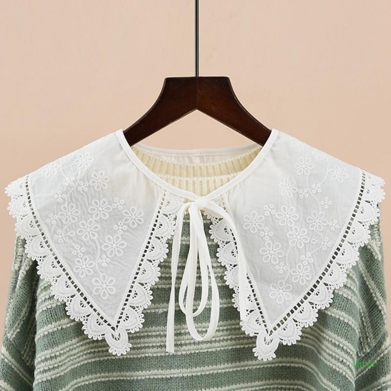 Stylish Fake Collar Dickey for Women Floral Embroidered Lace Shawl Scarf Capelet