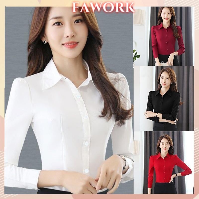 เสื้อเชิ้ตแขนสั้นทรงเข้ารูปสําหรับผู้หญิงเสื้อเชิ้ตแขนยาวทางการธุรกิจสําหรับทํางานและสํานักงาน