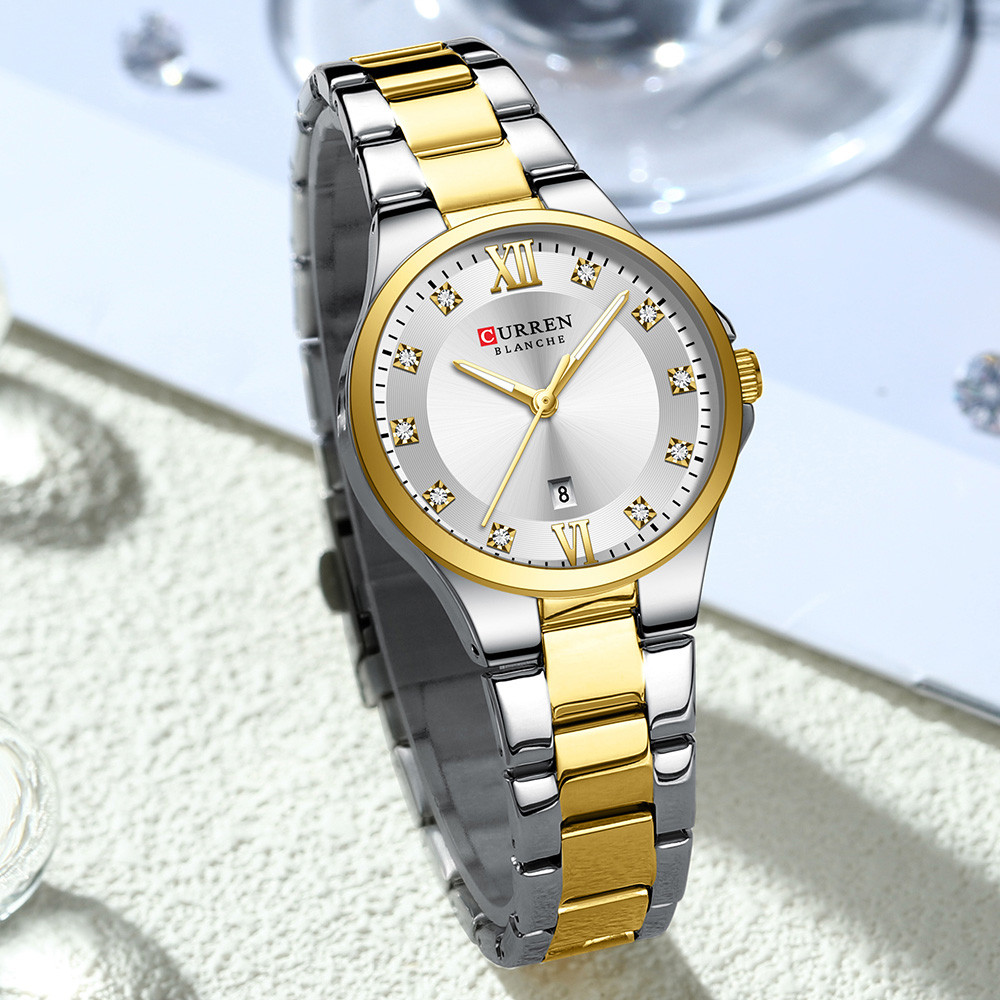 CURREN 9107 Graceful Chic Lady Quartz Watch สายเหล็ก Life กันน้ํา Daliy Wear