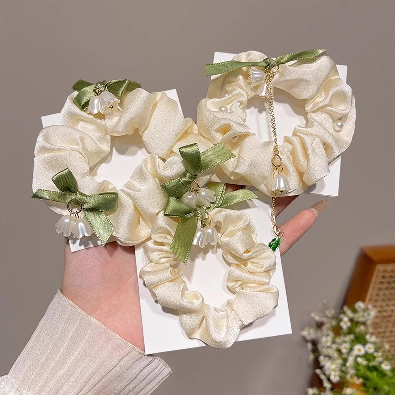Fairy Lily of The Valley ดอกไม้เชือกผมผูกผมยางรัดหัวเชือก Scrunchies