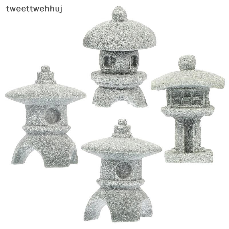 Tw Retro Gazebo โคมไฟจีน Mini Pagoda ตกแต่งหิน Miniature รูปปั้น Sandstone เครื่องใช้ในบ้าน huj