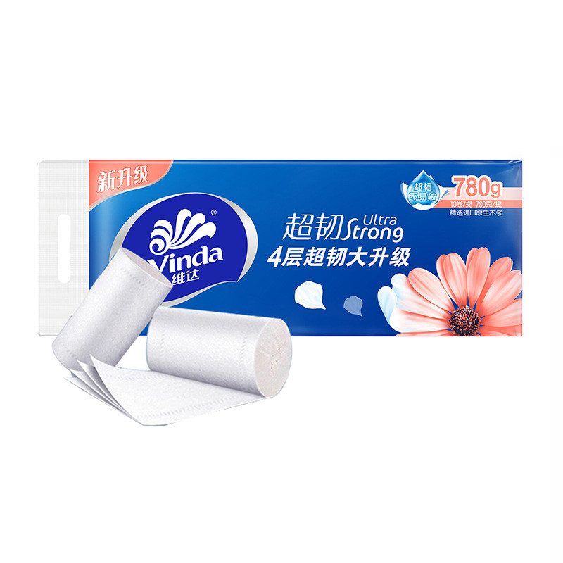 Vinda กระดาษม้วน780กรัมกระดาษทิชชู่ในครัวเรือนกระดาษม้วนจำนวนมากกระดาษชำระกระดาษชำระม้วนพิเศษสำหรับห