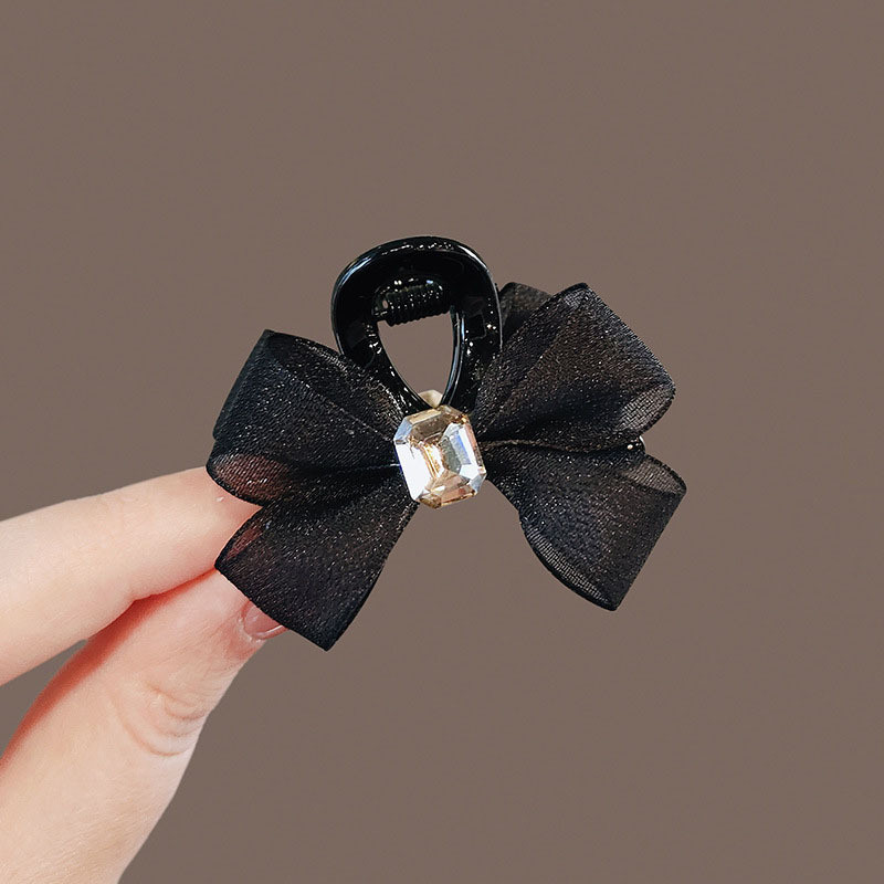 T กิ๊บติดผมแผ่น Rhinestone ตาข่ายโบว์สุดเก๋