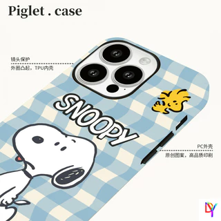 Creative Snoopy iphone 16/17pro เคสโทรศัพท์ Iphone15Promax ฟิล์มใหม่ 2-in-1 14/13Promax 12/11promax 7/8Plus Xsmax ฝาครอบป้องกันสองชั้น