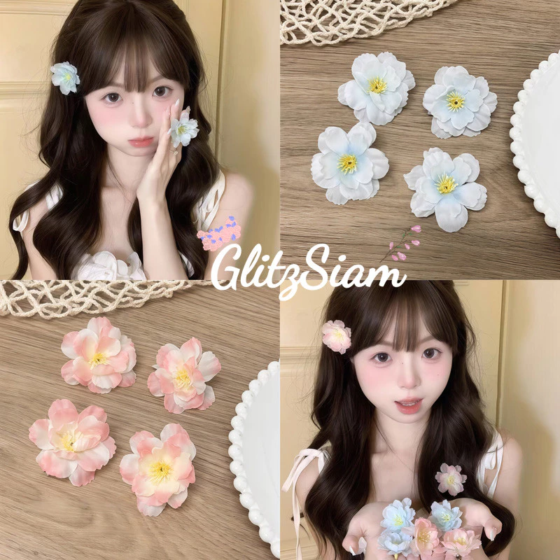 🌸Cute🌸กิ๊บติดผมซากุระจำลองข💮 การไล่เฉดสี หวานและน่ารัก ความรู้สึกของบรรยากาศ😍ลายดอกไม้กิ๊บติดผม