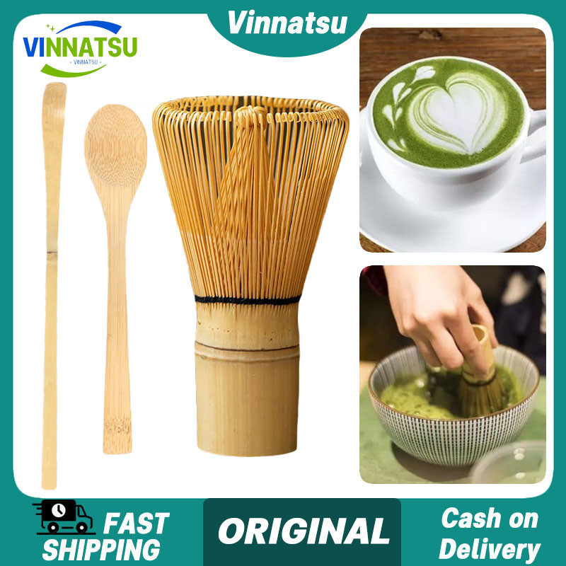 Vinnatsu 3 ชิ้น/เซ็ต Matcha Whisk แปรงไม้ไผ่ผงชาเขียว Chasen เครื่องมือ Chasen ไม้ไผ่ Whisk ของแท้จา