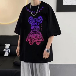 เสื้อยืดผู้ชายเท่ๆ คอกลมแขนสั้น สกรีนลายหมีแฟชั่นสุดฮิต เสื้อยืดสตรีทแฟชั่นเมกาสุดเท่ โอเวอร์ไซส์ เสื้อยืดผู้ชายอ้วน