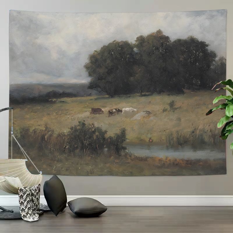 แนะนำ ผ้าม่าน ผ้าม่านภาพวาดน้ำมันสไตล์นอร์ดิก วินเทจ เรียบง่าย สำหรับห้องนอน ตกแต่งบรรยากาศ ผ้าพื้นหลังแขวนผนัง ราคาพิเศษ มีเก็บเงินปลายทาง