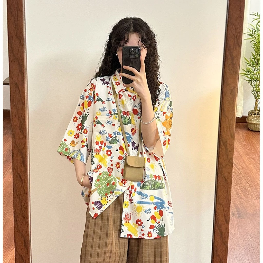 เสื้อลายดอกไม้แขนสั้นผู้หญิง ไซส์ L-2XL สไตล์เกาหลี thumbnail 10