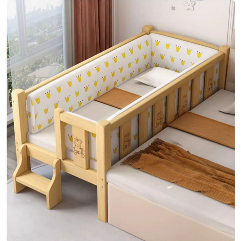 Solid Wood Children's Bed Bumper Bedside Splicing Extension Small Wooden Bed