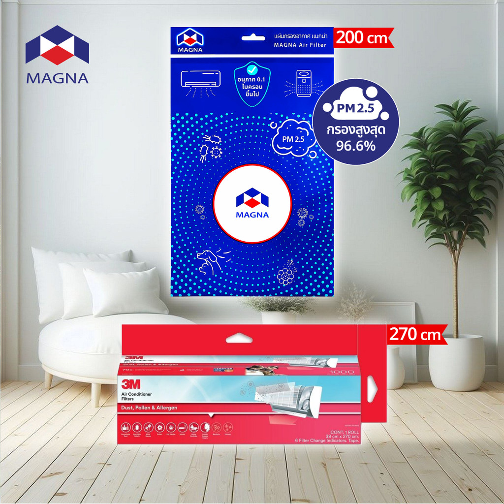 แผ่นกรองอากาศ กรองฝุ่น PM 2.5 แมกน่า ฟอกอากาศ ไส้กรองอากาศ ฟิลเตอร์ เฮปปะ เฮปปา DSCT / MAGNA Air Filter Air Purifier ...