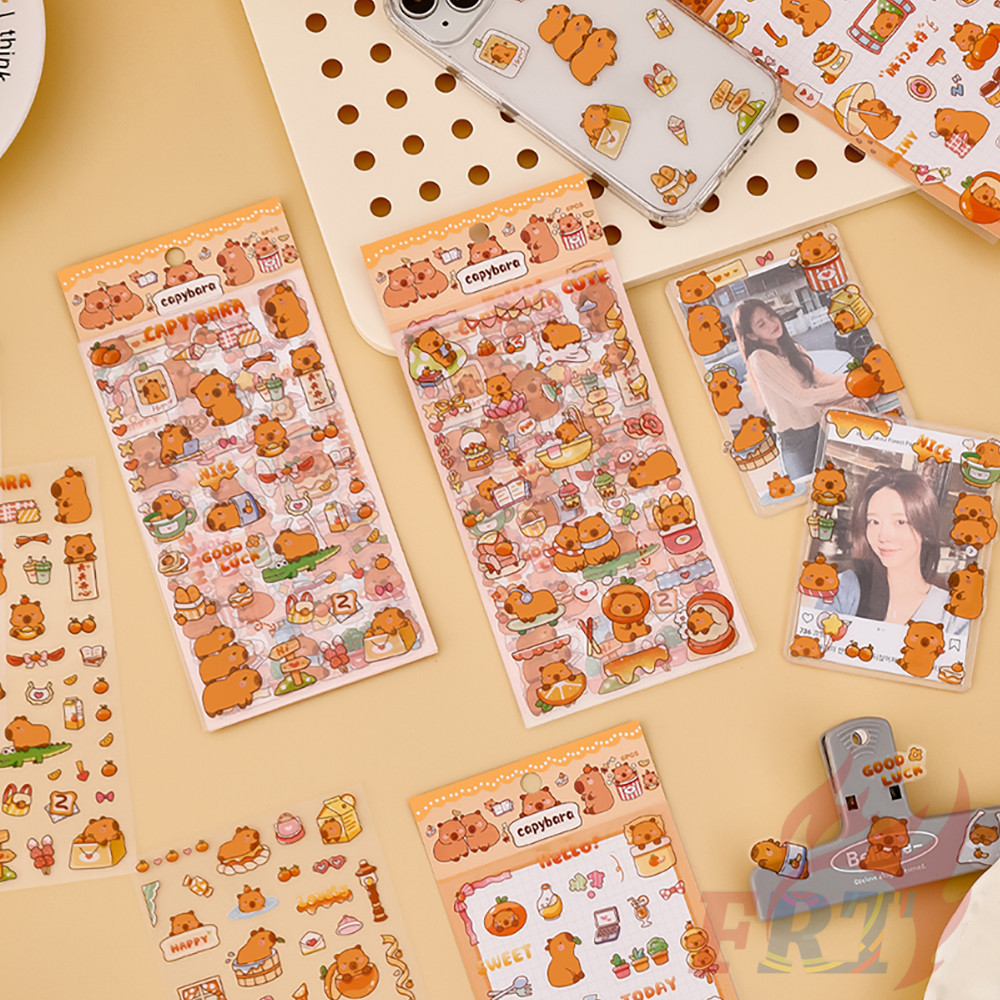 6แผ่น/ชุด ❤ สติ๊กเกอร์ PET Capybara การ์ตูน ❤ สติ๊กเกอร์ DIY แฟชั่นกันน้ําน่ารัก สติ๊กเกอร์ Doodle