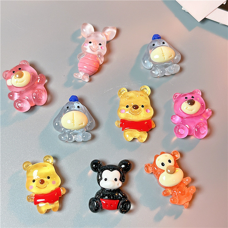 [100 ชิ้นพร้อมสต็อก] การ์ตูนน้ําแข็งใสหมีแพทช์คาดศีรษะอุปกรณ์ผม ทําเอง ครีมกาวเคสโทรศัพท์อุปกรณ์เครื่องประดับวัสดุเรซินแพคเกจ