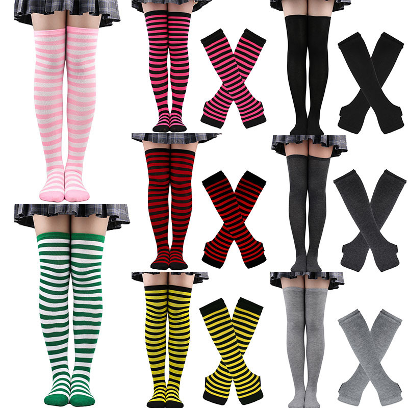 ถุงมือลายวินเทจเข่าสูงชุดอบอุ่นยาวสไตล์แขนปก ย2เค สไตล์