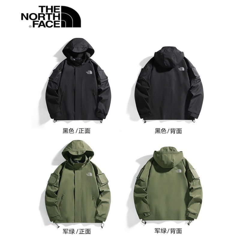 The North Face เสื้อแจ็คเก็ตผู้ชายกีฬาลําลองกลางแจ้งคุณภาพสูงเสื้อแจ็คเก็ตกันลมกันน้ําเสื้อแจ็คเก็ตมีฮู้ด
