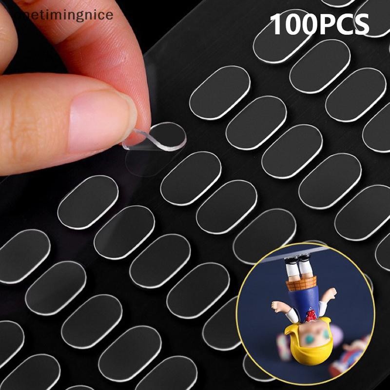 Onetimingnice 100 ชิ้นแผ่นกาวสองด้านสติกเกอร์กาวสําหรับกล่องตาบอดภูมิทัศน์ตุ๊กตาเท้าคงที่กาวโปร่งใสไม่มีรอยต่อ Patch Onetimingnice