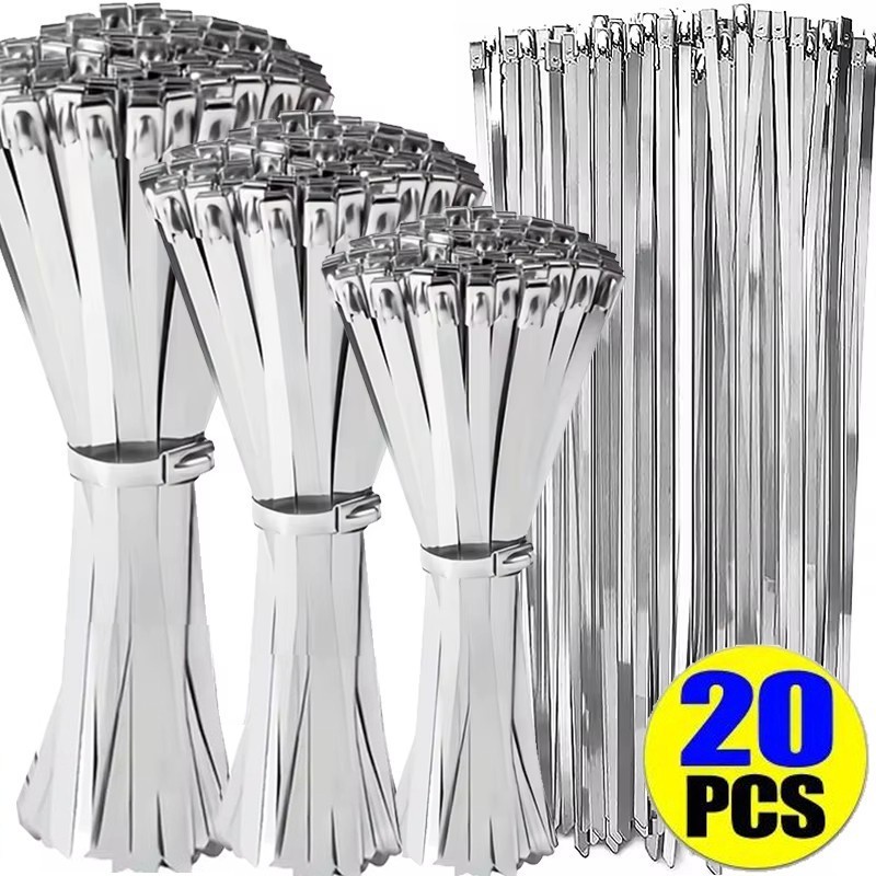 สายรัดท่อไอเสียสแตนเลสแบบล็อคตัวเองระดับพรีเมียม - เคเบิ้ลไทร์โลหะอเนกประสงค์ - เน็คไทซิปแรงดึงสูง - เหมาะสําหรับองค์กรสายเคเบิลไท่