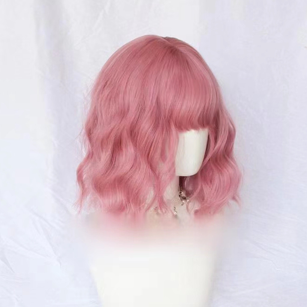 สีเบจวิกผมหยิกสั้นกับผมม้าผมสั้นน่ารักผมหยิกสั้นขนสัตว์ม้วนเต็มหัวปกวิกผมสําหรับผู้หญิงผู้ชายคอสเพลย์วิกผม - รูปที่ 4