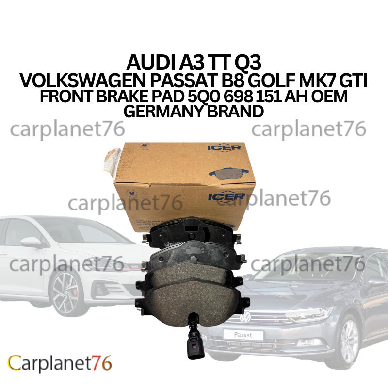 AUDI A3 TT Q3 VOLKSWAGEN PASSAT B8 GOLF MK7 GTI FRONT BRAKE PAD 5Q0 698 151 AH OEM GERMANY ยี่ห้อ