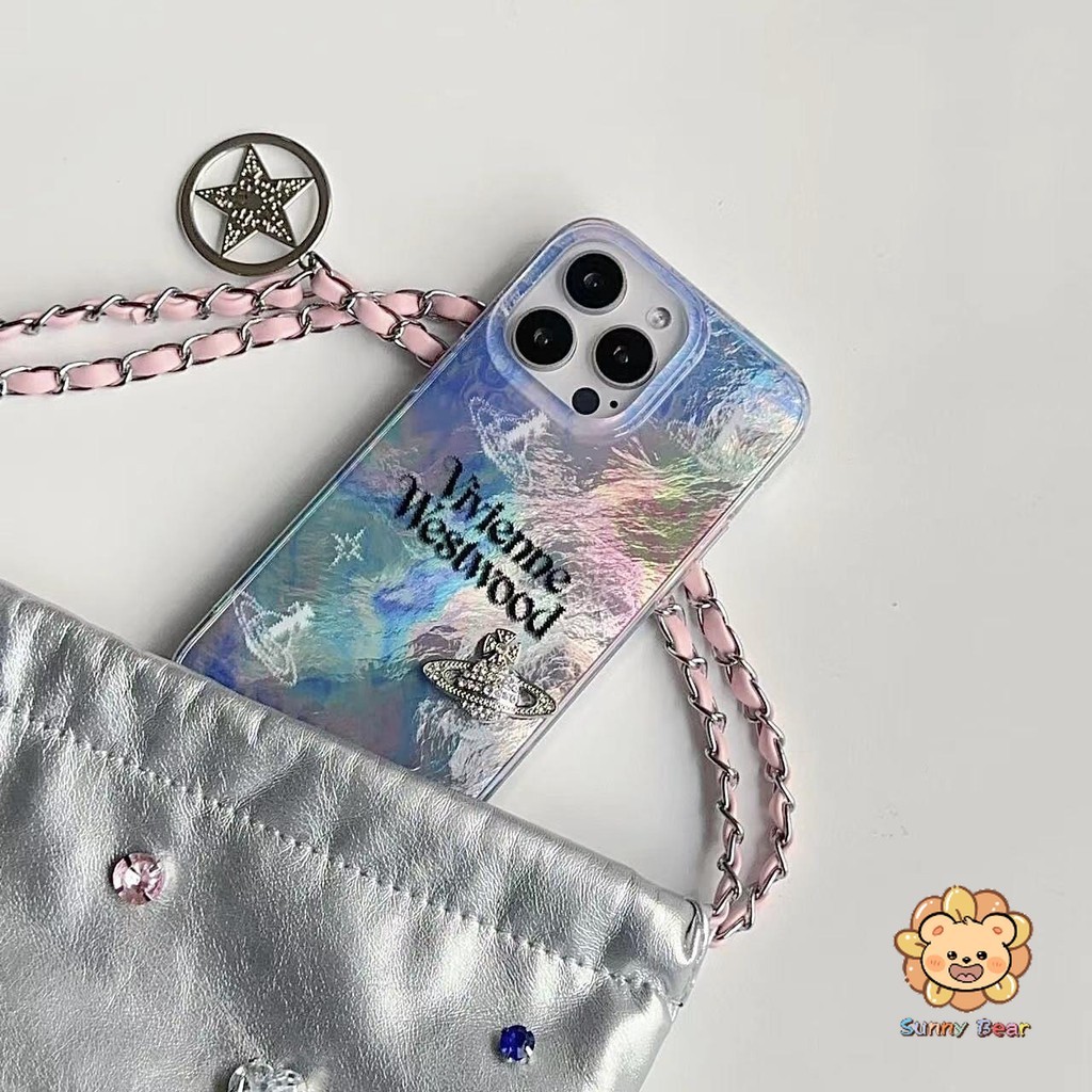 เคสโทรศัพท์iPhone 16 Pro Max Vivienne Westwoodแบรนด์แฟชั่นหรูหราเลเซอร์ไล่โทนสีเงินเคสโทรศัพท์เข้ากันได้สําหรับiphone 16 Pro MaxปลอกiPhone 15 14 13 12 11 Pro Max X XS XR 7 8 Plus
