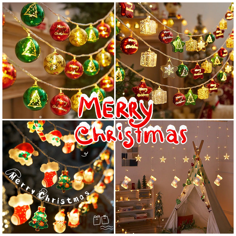 สตริงไฟ LED ตกแต่งคริสต์มาส ม่านไฟ ไฟสวน 3M ไฟวงแหวน Xmas Hanging Lights ไฟตกแต่ง