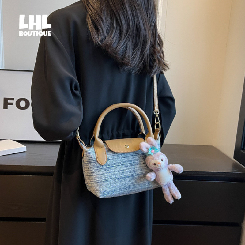 LHL BOUTIQUE ผ้าใบมีสไตล์พร้อมกระเป๋าหนังผู้หญิงอเนกประสงค์น่ารักแบบพกพากระเป๋าสะพายไหล่