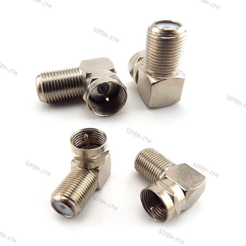 ปลั๊กตัวผู้กับตัวเมีย 90 องศา F-Type Connector เสาอากาศทีวีอะแดปเตอร์มุมขวาไปยังซ็อกเก็ตสายเคเบิล Coax F5 @ TH