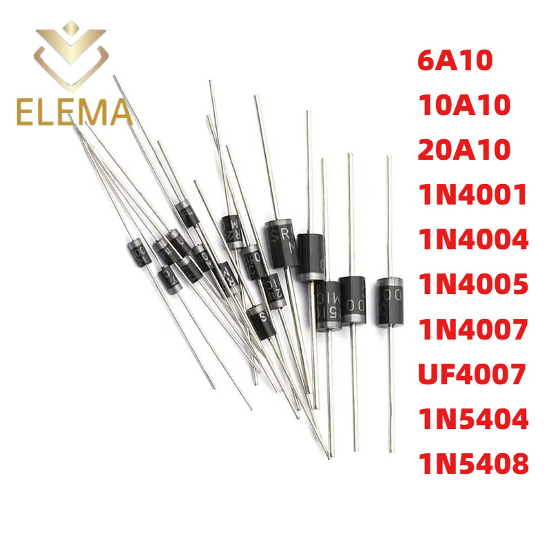 10/20/50 ชิ้นไดโอดเต็มค่า 6A10 10A10 20A10 1N5819 1N5822 1N5824 FR307 SR5100 SR5200 1N4001 1N4007 1N