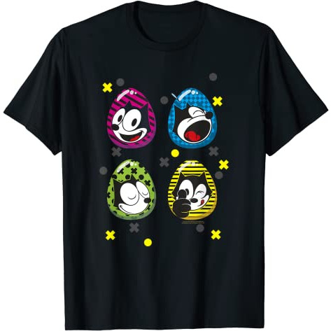 Felix the Cat Easter Eggs Fill เสื้อยืดผู้ใหญ่เสื้อยืดแฟชั่นเสื้อผ้า Tops