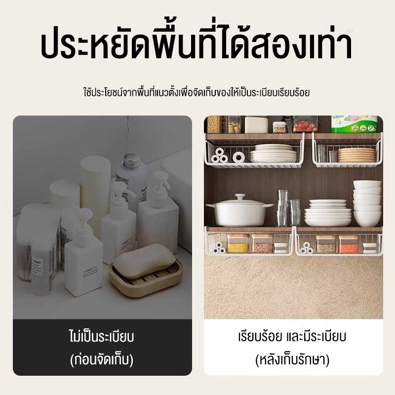 🔥ซื้อ 1 ได้ถึง 3 ชิ้น!🔥 ชั้นวางของใต้ประตูตู้ครัว ตะกร้าแขวนแบบแขวน ราวแขวน ชั้นวางของใต้ประตูตู้แบบปิด ชั้นวางของในคร - รูปที่ 2