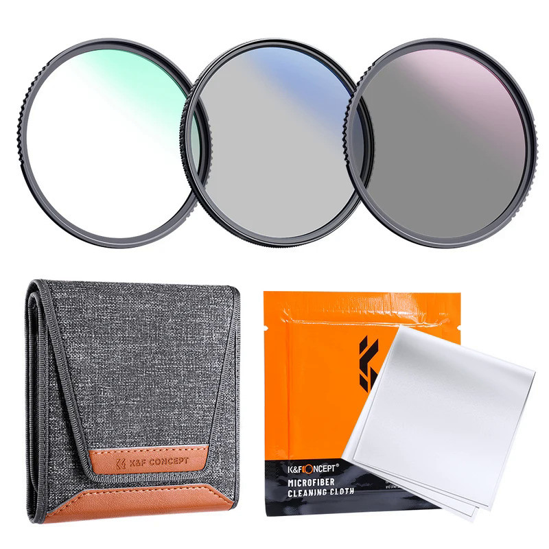 K&F Concept Filter Kit Netural Density ND4 MC UV CPL filter Camera Lens Bundle 1 Cleaning Cloth and 