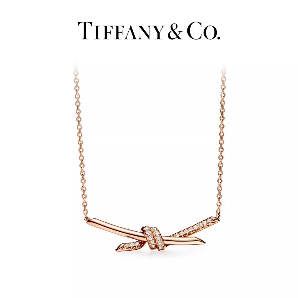 [สต๊อกพร้อมในราคาขาย] Tiffany & Co./Tiffany Tiffany Knot Series สร้อยคอครึ่งเพชร