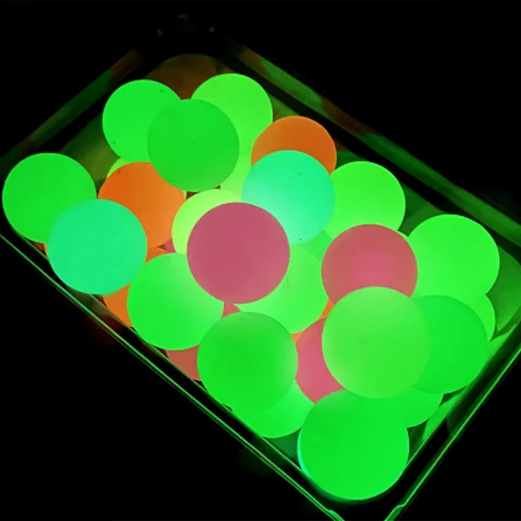 Luminous ลูกสูง Bounce Glowing Ball Sticky Wall Home Party Decor เด็กผู้ใหญ่ของขวัญความวิตกกังวลความเครียดบรรเทาของเล่น 4.5 ซม./6 ซม.
