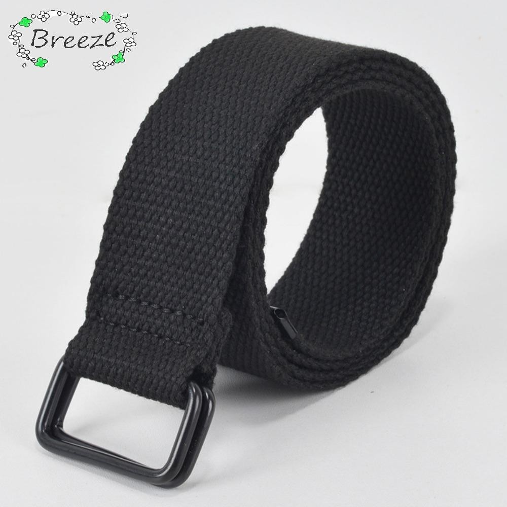 เข็มขัดผ้าแคนวาส BREEZE, ผ้าผ้าฝ้ายกางเกง, ยืดหยุ่นฟรีหมัด, หัวเข็มขัดแหวนคู่, เข็มขัดผ้าใบผู้ชาย