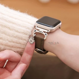 การ์ตูนหมีจี้สายหนังสําหรับ ฉันดู พิเศษ ชุด iwatch Series 11 10 9 8 7 6 5 กับ 4 3 2 1ลําลองโลหะหัวเข็มขัดสร้อยข้อมือสําหรับ iดู 49 มม.46 มม.41 มม.45 มม.44 มม.40 มม.42 มม.38 มม.