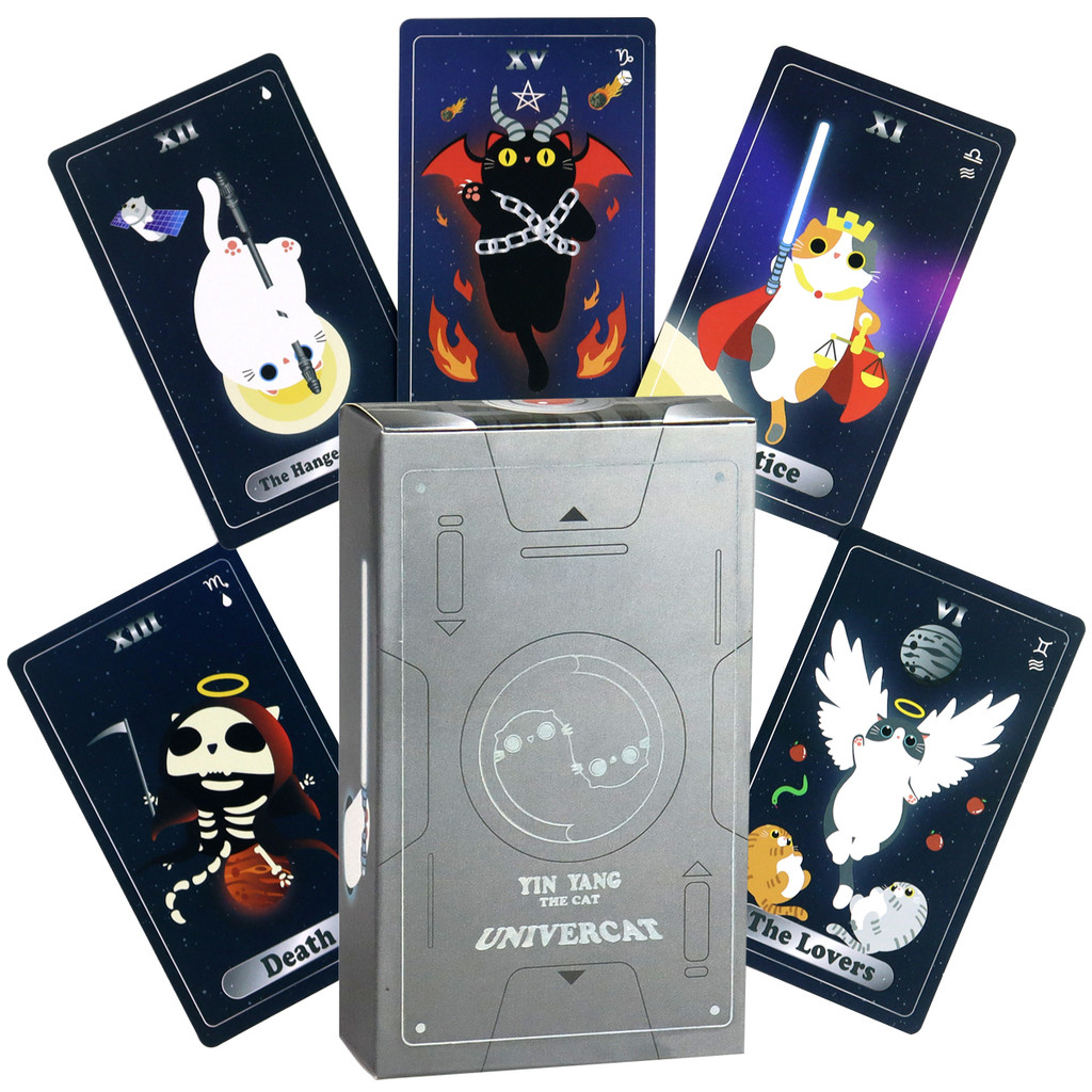 Yin Yang the Cat Tarot Deck Cards 10.3x6 ซม.เวอร์ชันภาษาอังกฤษ Tarot 83 การ์ดสํารับเกม