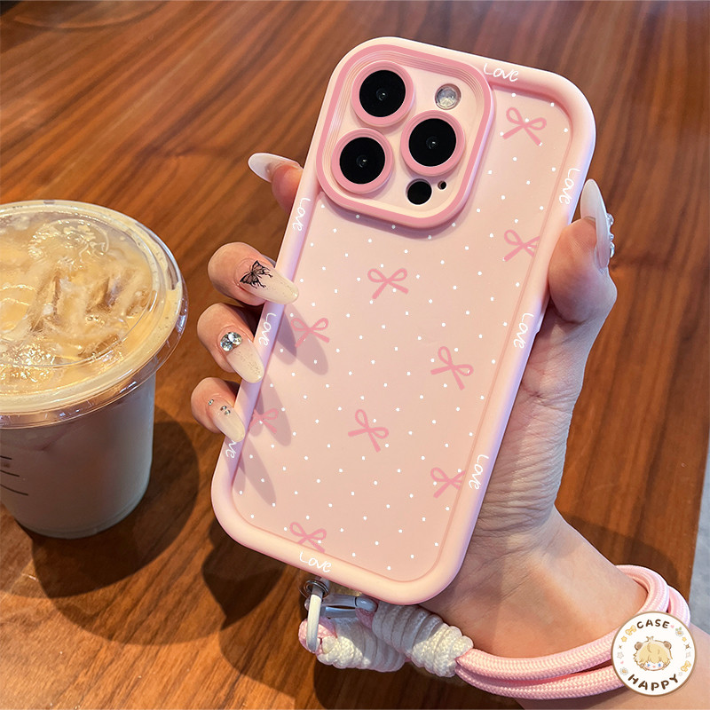 เคสไอโฟน 13 15 สำหรับ IPhone 11 16 12 14 Pro Max 6s 7 6 15 8 Plus XR X XS Max SE 2020 แฟชั่นเรียบง่ายน่ารักโบกบอนตจุดกลม