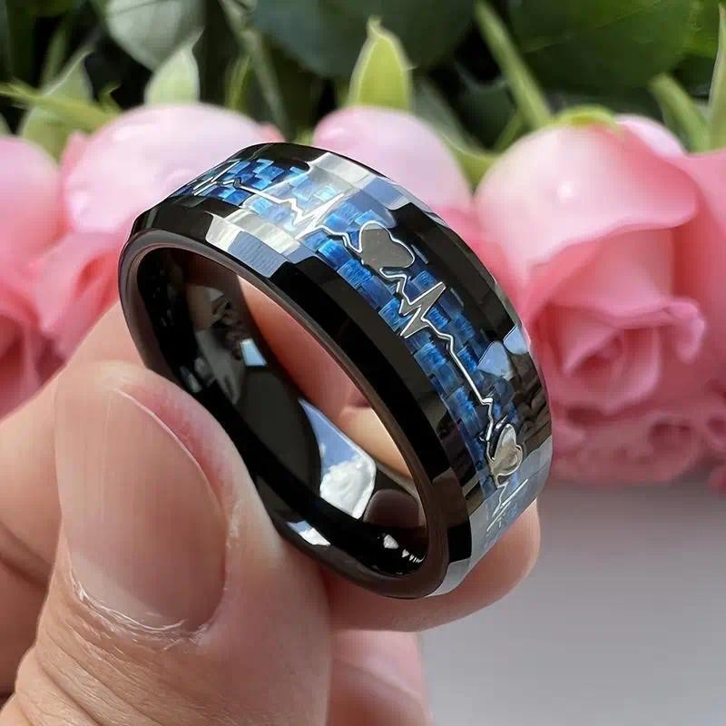 8 มม.ผู้ชายแฟชั่น cincin lelaki แหวนฮาวายสแตนเลสผู้ชายฝังแหวนโอปอลไฟผู้ชายแหวนแต่งงานเครื่องประดับจัดส่งโดยตรง