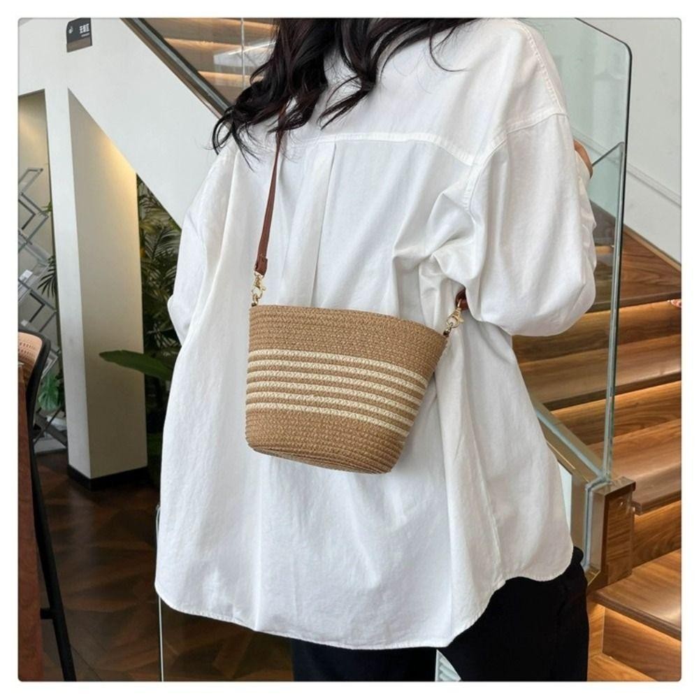Uothhasome ผู้หญิง Totes กระเป๋า,ทอฟางกระเป๋าสะพาย, Casual Zipper ความจุขนาดใหญ่ Handmade Vacation Beach Bag Girl