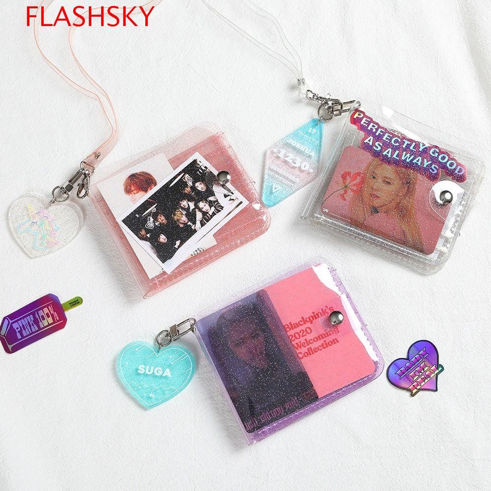 แฟลชสกี้ กระเป๋าสตางค์ใส่บัตรเครดิต, สีเจลลี่พร้อมที่ใส่บัตรสายคล้องคอ, กระเป๋าสตางค์ใส พีวีซี ขนาดเล็ก นักเรียน