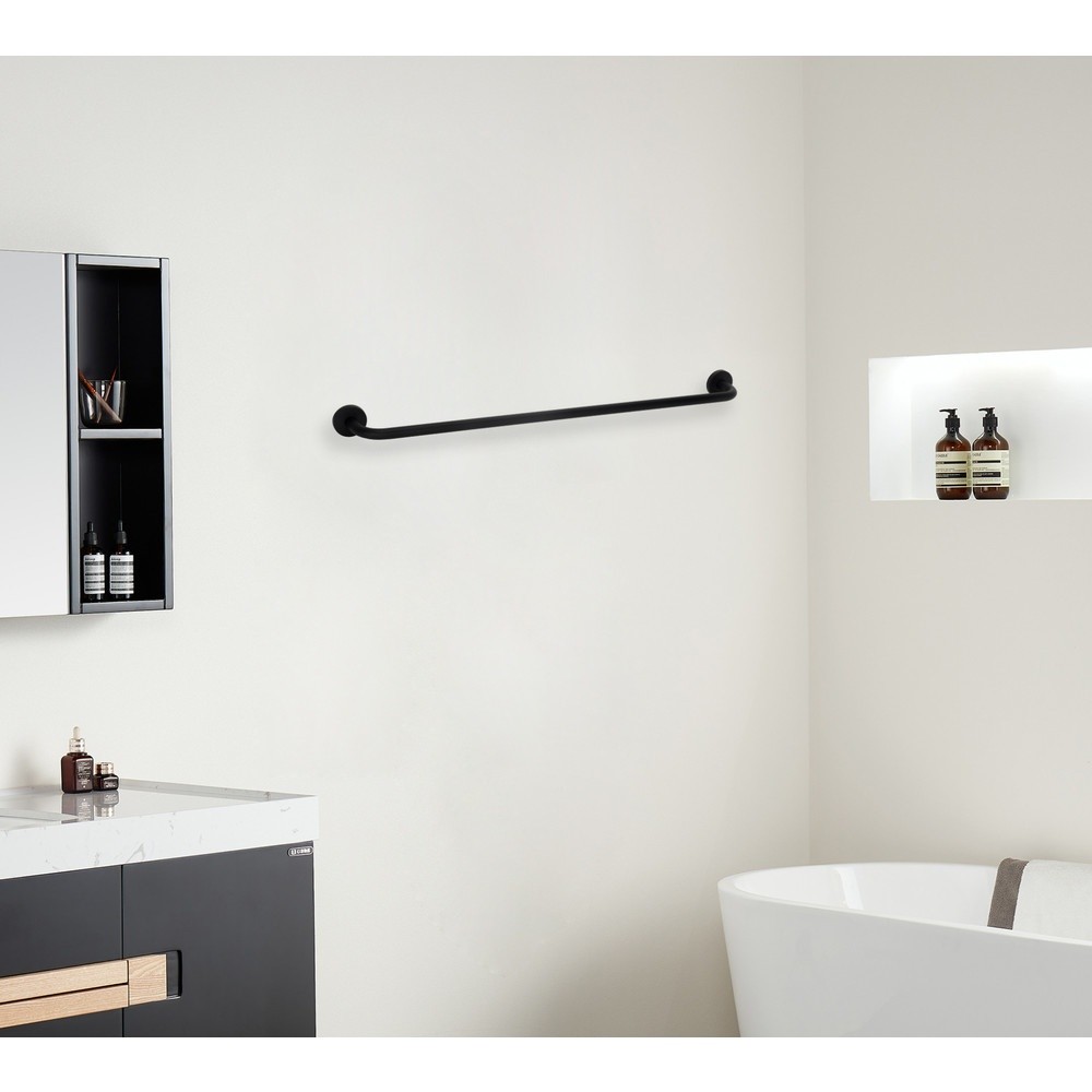 GlobalHouse Verno ราวพาดผ้าเดี่ยวสแตนเลส 304  รุ่น มิลาน Milan-75B ยาว 75 ซม. สีดำ สินค้าของแท้คุณภา