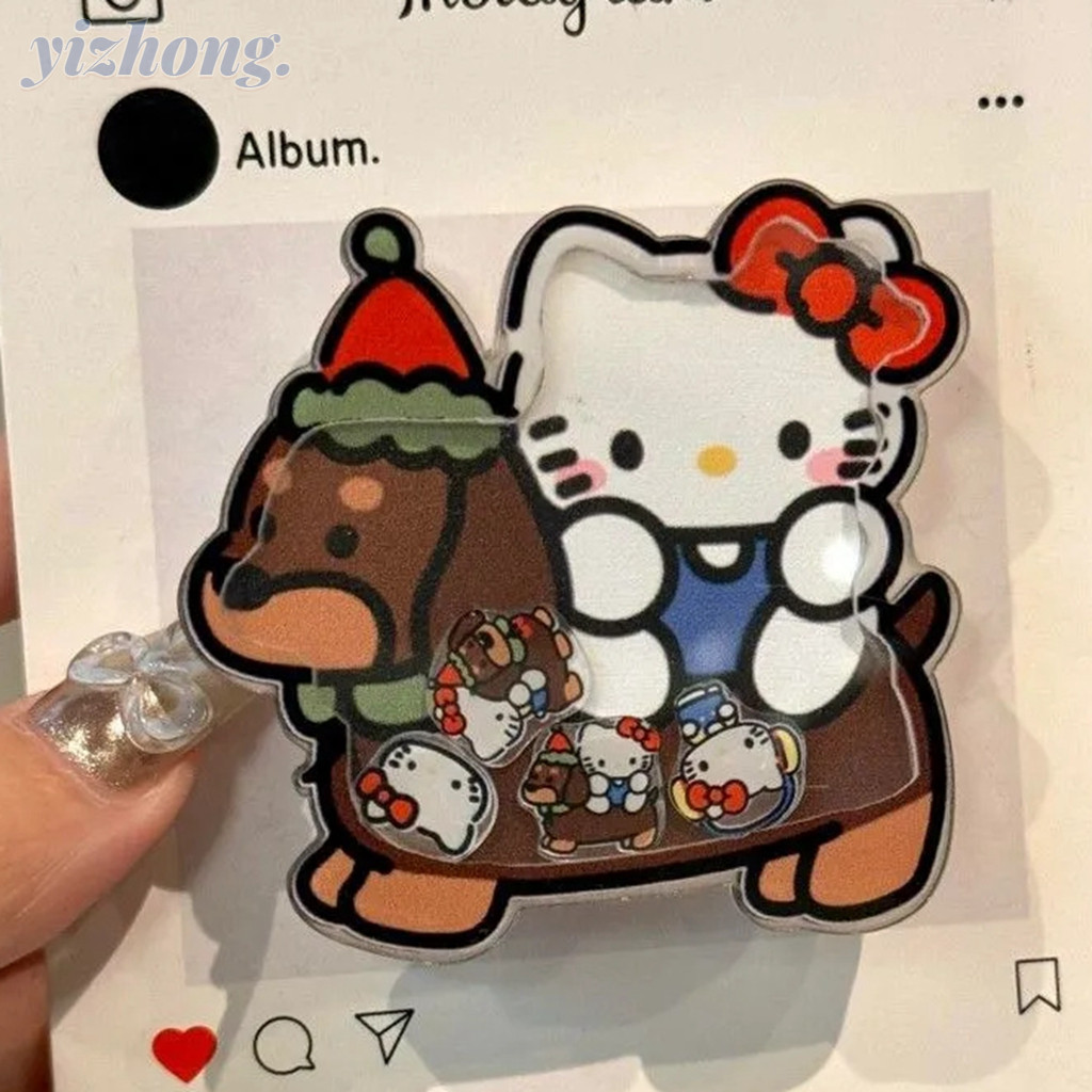 ที่วางโทรศัพท์ติดสากลขาตั้งการ์ตูน Hello Kitty ต้นคริสต์มาสแบบไดนามิก Quicksand ขาตั้งสร้างสรรค์แบบพับได้ Anti-drop PC Bracket