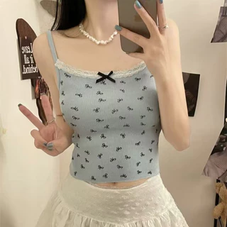 YY70 เสื้อสายเดี่ยว ดีเทลสายลูกไม้ยืดได้ เสื้อฟรีไซส์มีฟองน้ำในตัว