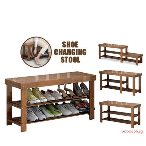 [ในสต็อก] เก้าอี้เปลี่ยนรองเท้าในบ้าน ไม้ไผ่ ความจุขนาดใหญ่ ชั้นวางรองเท้า ตู้รองเท้าระเบียง เก้าอี้