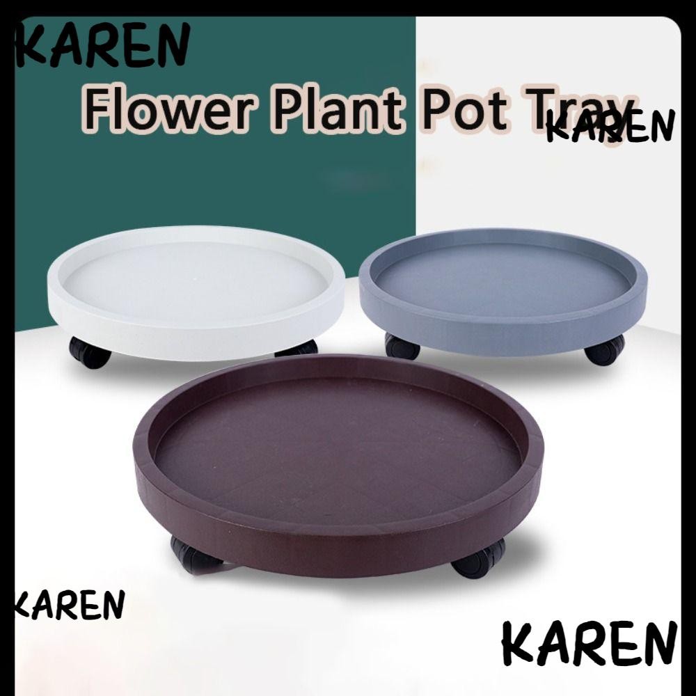 ฐานขาตั้งพืช KAREN พร้อมถาดน้ํา ฐานกระถางต้นไม้ดอกไม้ ถาดกระถางต้นไม้ดอกไม้ ทนทาน Whith 360 องศา Rolling Movable กระถางดอกไม้ถาดอุปกรณ์ทําสวน