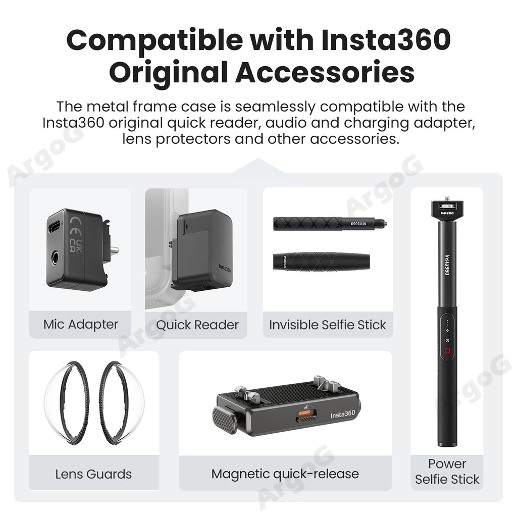 aMagisn กรอบโลหะ สำหรับ Insta360 X5 เคสอลูมิเนียมอัลลอย ป้องกันกล้อง พร้อม Cold Shoe และระบบถอดเร็ว อุปกรณ์เสริม Insta360 X5 - รูปที่ 6