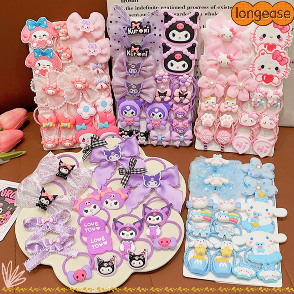 SANRIO ยาว ยืดหยุ่นวงผมชุด, ซานริโอ ซินนามอนโรล ทํานอง เด็กยางรัดชุด,การ์ตูนยืดหยุ่น คุโรมิ หางม้าตกแต่งเด็กหัวเชือกสาวอุปกรณ์ผม