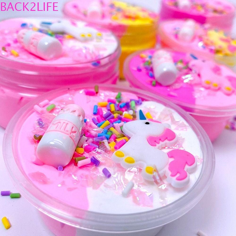 BACK2LIFE Unicorn Puff Slime Clay, Plastic Clay ยูนิคอร์นน่ารัก, ของเล่นทํามือ Light Clay Rainbow Slime 60ml