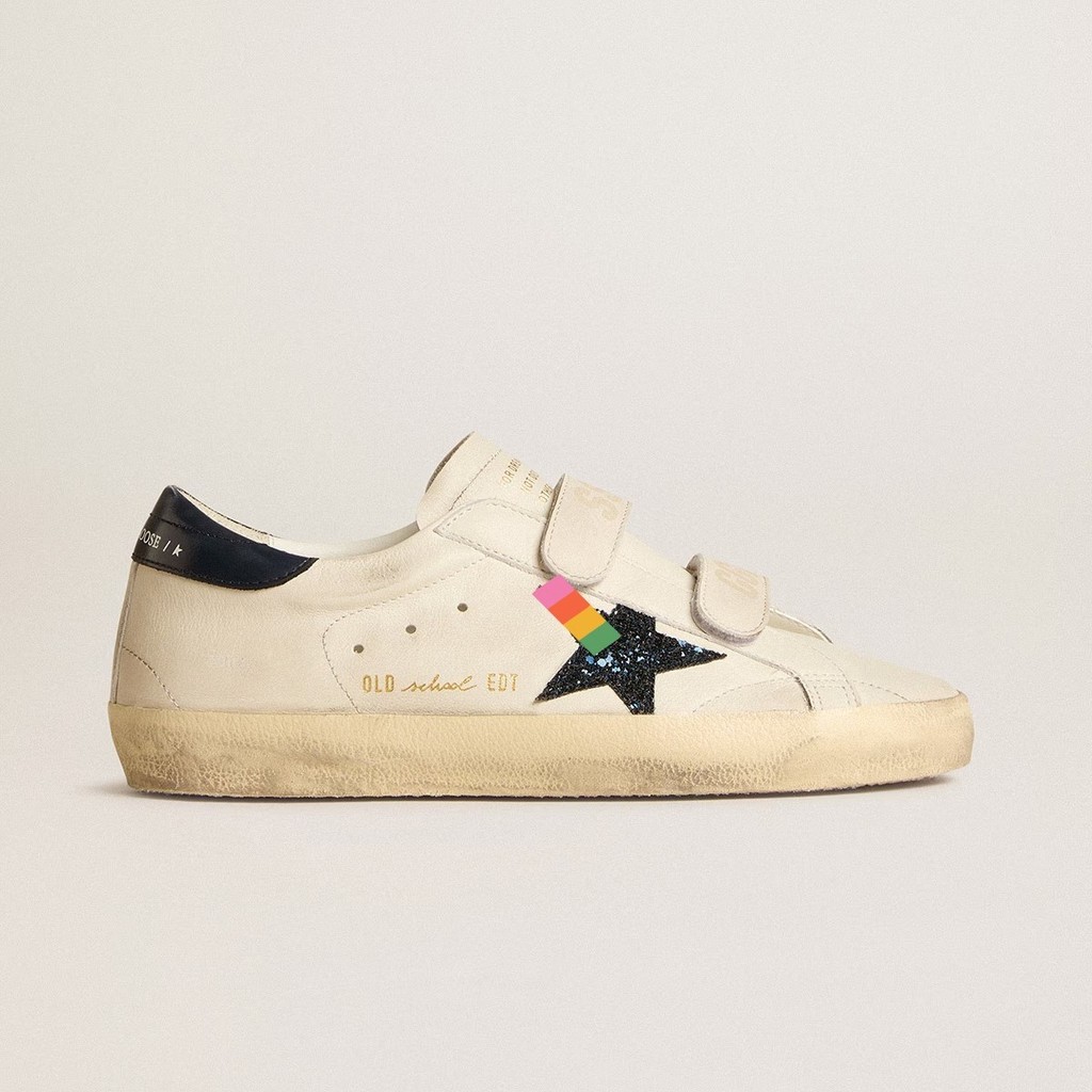 รองเท้าผ้าใบแบบมีเวลโคร Super-Star รุ่นฤดูใบไม้ผลิฤดูร้อนปี 2025 แบบวินเทจ ดูสกปรก รองเท้าลำลองแบบไม่จำกัดเพศ รองเท้าหนังแบบต่ำ ดีไซน์ย้อนยุค สไตล์สตรีท